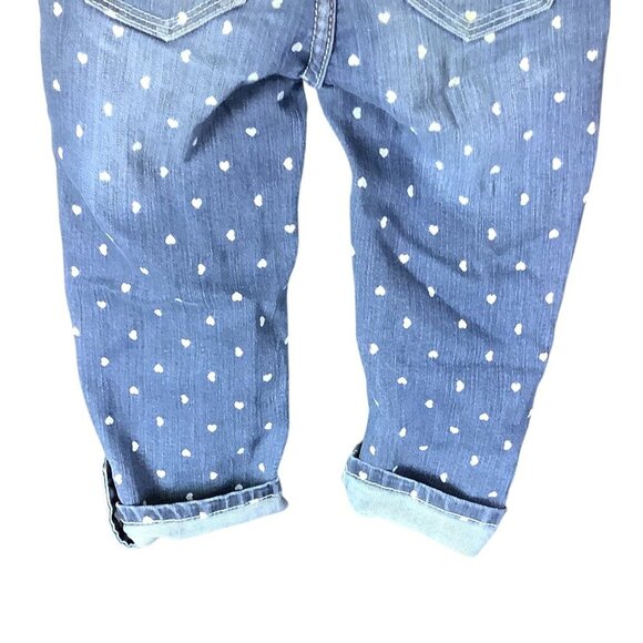 Candie's Girl Denim Capri Jeans Blue / White Hearts Adjustable Waist Sz 8 Cotton - Picture 9 of 13